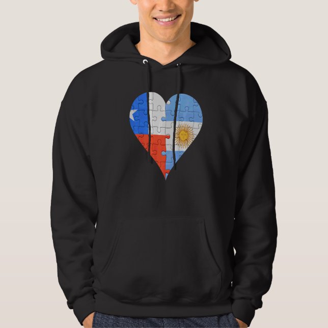 Veste À Capuche Coeur du drapeau argentin chilien (Devant)