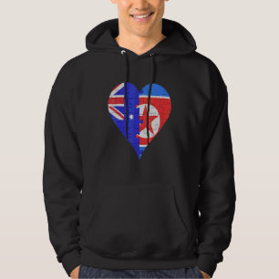 Veste À Capuche Coeur du drapeau australien nord-coréen