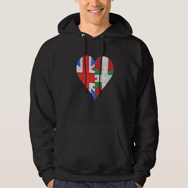 Veste À Capuche Coeur du drapeau basque britannique (Devant)