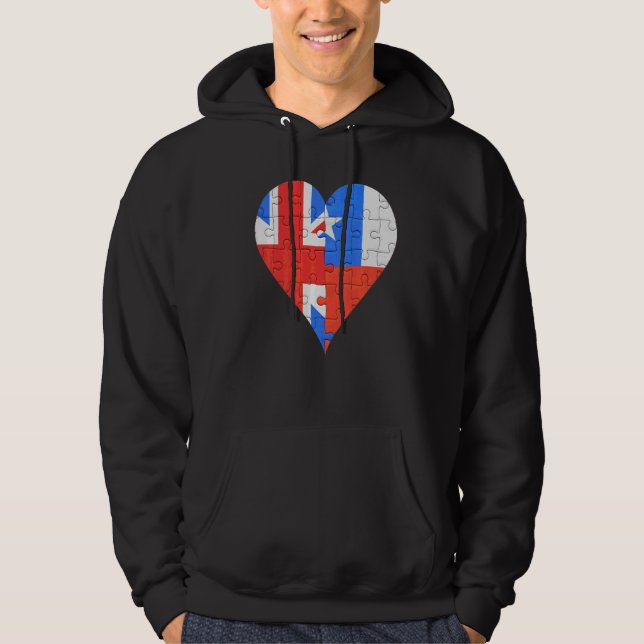 Veste À Capuche Coeur du drapeau britannique chilien (Devant)