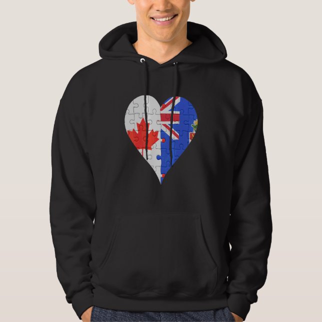 Veste À Capuche Coeur du drapeau canadien caïmanais (Devant)