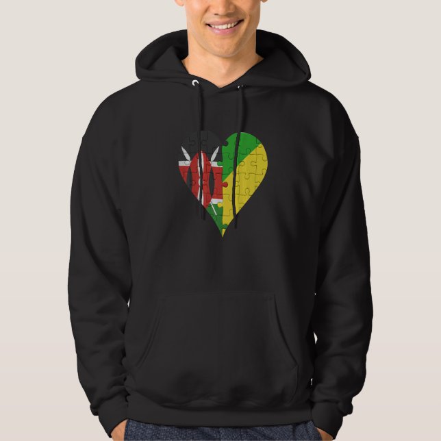 Veste À Capuche Coeur du drapeau du Congon kenyan (Devant)