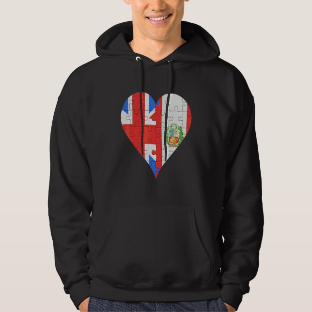 Veste À Capuche Coeur du drapeau du Pérou britannique (Devant)