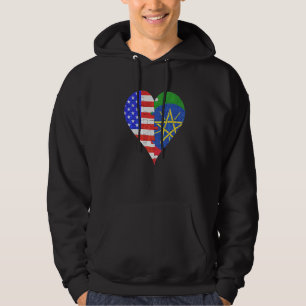 Veste À Capuche Coeur du drapeau éthiopien américain