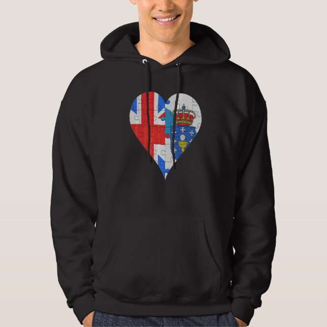 Veste À Capuche Coeur du drapeau galicien britannique (Devant)