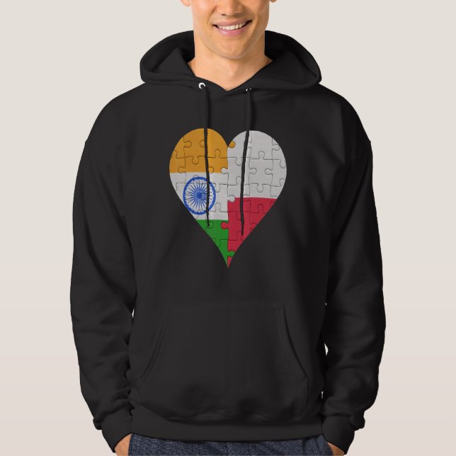Veste À Capuche Coeur du drapeau indien polonais (Devant)
