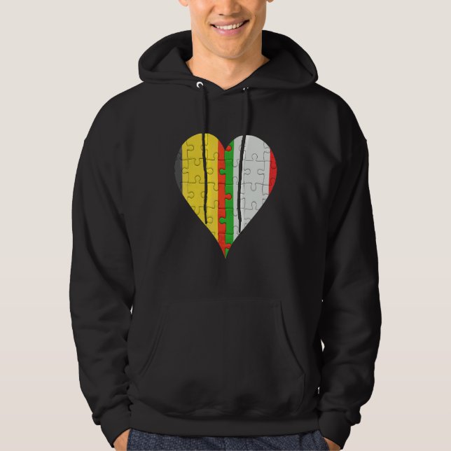 Veste À Capuche Coeur du drapeau italien belge (Devant)