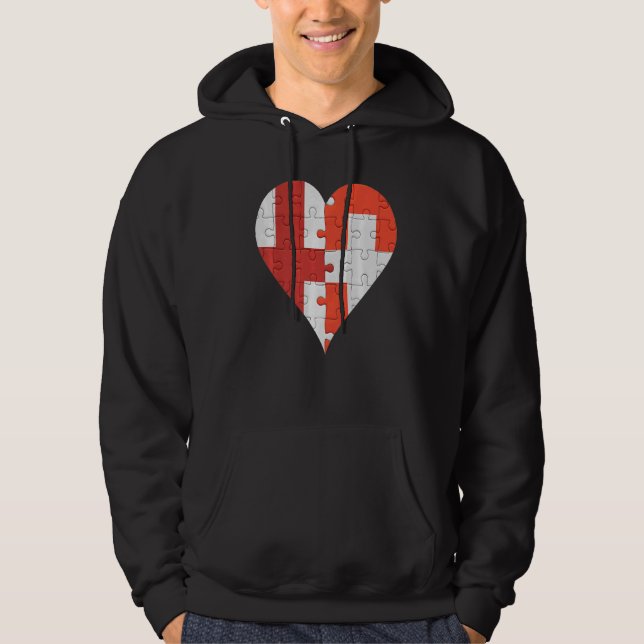 Veste À Capuche Coeur du drapeau suisse anglais (Devant)