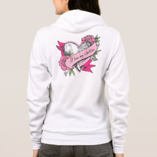 Veste À Capuche Coeur et Roses - J'aime mon soldat