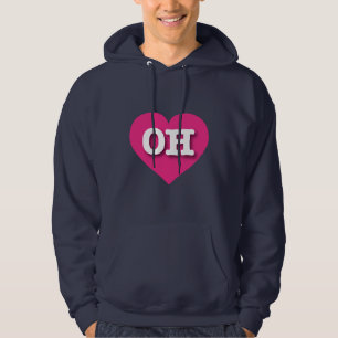 Veste À Capuche Coeur rose chaud de l'Ohio - J'aime OH