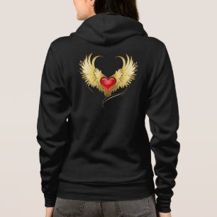 Veste À Capuche Coeur rouge avec ailes d'or