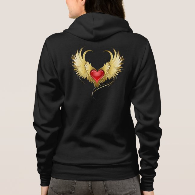 Veste À Capuche Coeur rouge avec ailes d'or (Dos)