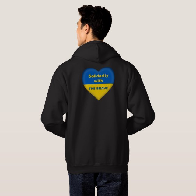 Veste À Capuche Coeur solidaire du drapeau ukrainien (Dos entier)