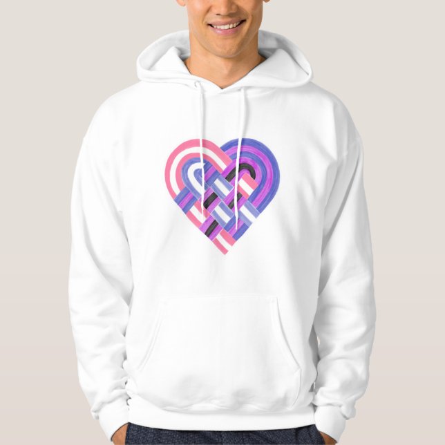 Veste À Capuche Coeur tissé Genderfluide Fierté Drapeau rose bleu (Devant)