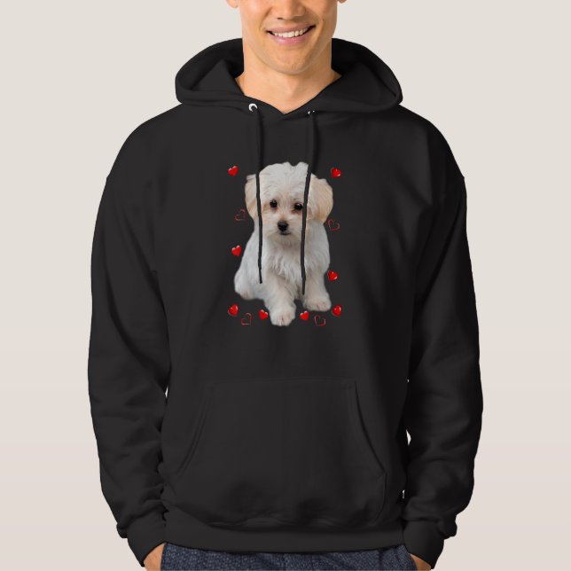 Veste À Capuche Cœurs de chiot maltais (Devant)