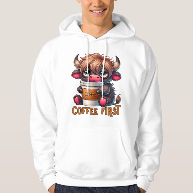 Veste À Capuche Coffee First Coffee Lover Gifts  (Devant)