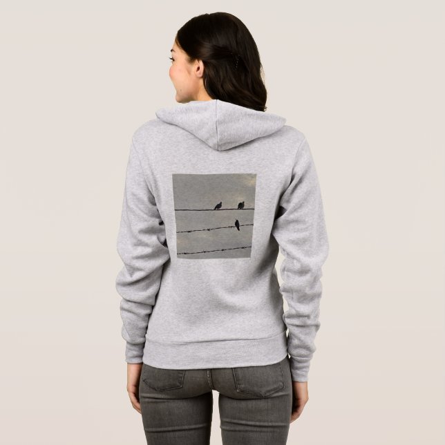 Veste À Capuche Colibri et colombes 🕊️ en silhouette (Dos entier)