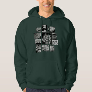 Veste À Capuche collage de panneaux d'anime manga noir et blanc po