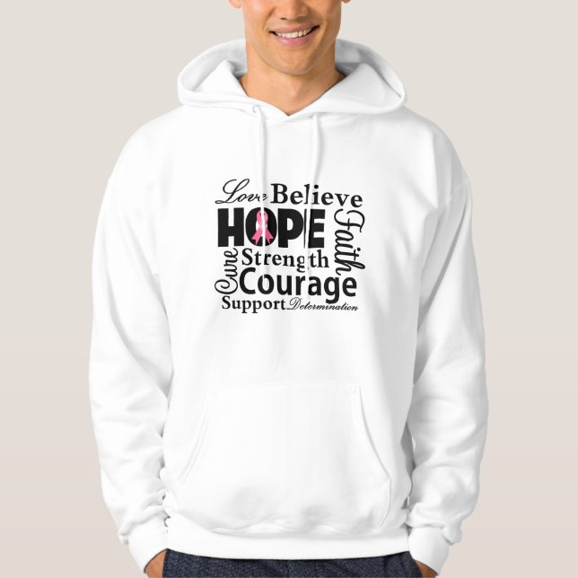 Veste À Capuche Collage du cancer du sein de l'espoir (Devant)