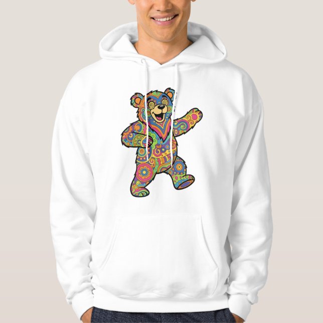 Veste À Capuche Colorful Psychedelic Teddy Bear Art (Devant)