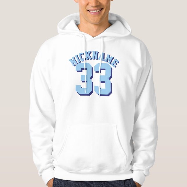 Veste À Capuche Conception blanche et bleue du Jersey de sports (Devant)
