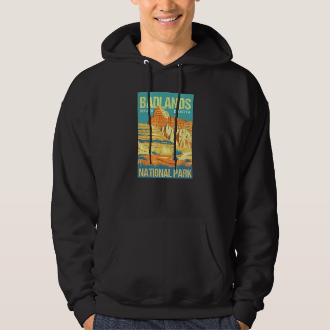 Veste À Capuche Conception d'affiche du parc national de Badlands, (Devant)