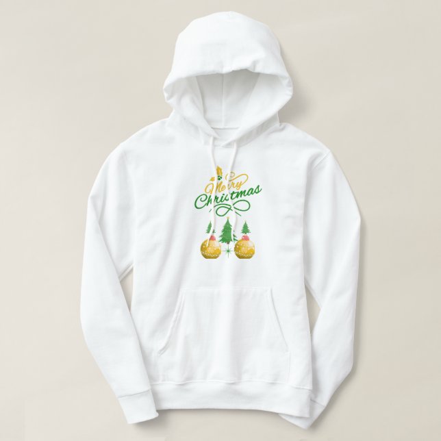Veste À Capuche Conception d'arbre festif et d'ornement de Joyeux  (Design devant)