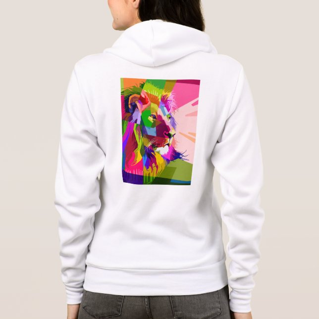Veste À Capuche Conception d'art pop prismatique de tête de lion-6 (Dos)