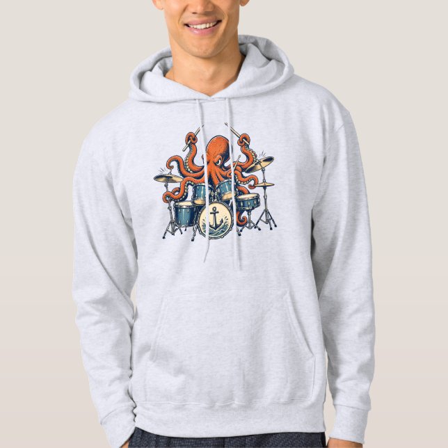 Veste À Capuche Conception de batteur de pieuvre personnalisé (Devant)