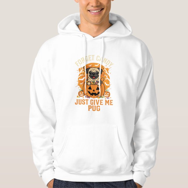 Veste À Capuche Conception de bonbons drôle de Pug Halloween_1 (Devant)