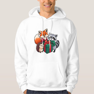 Veste À Capuche Conception de cadeau de renard de bois de Noël