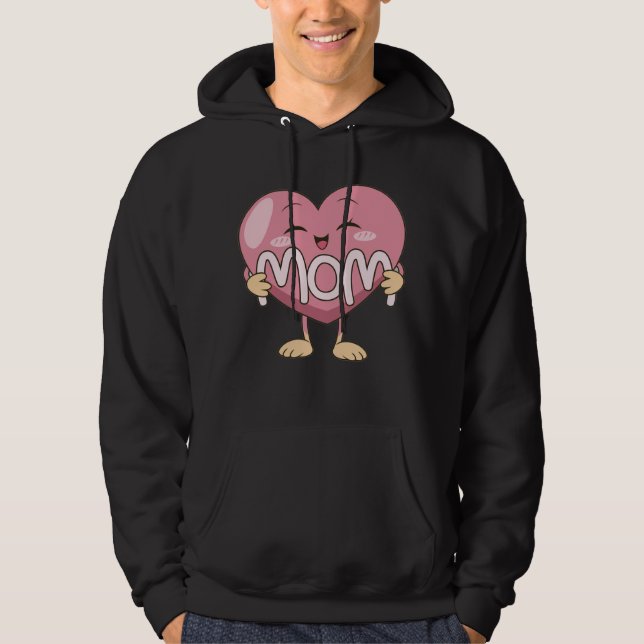 Veste À Capuche Conception de câlin de coeur de maman Kawaii (Devant)