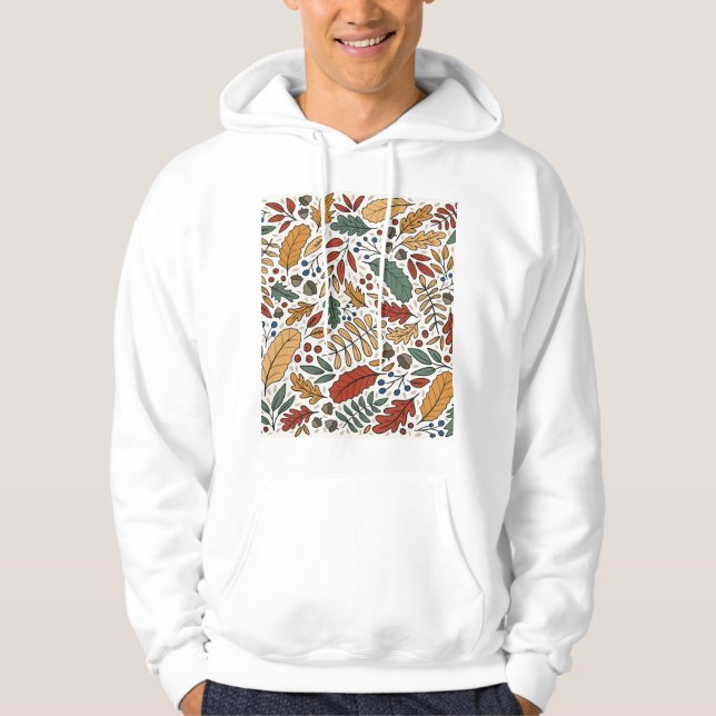 Veste À Capuche Conception de Carré feuille couleur automne (Devant)