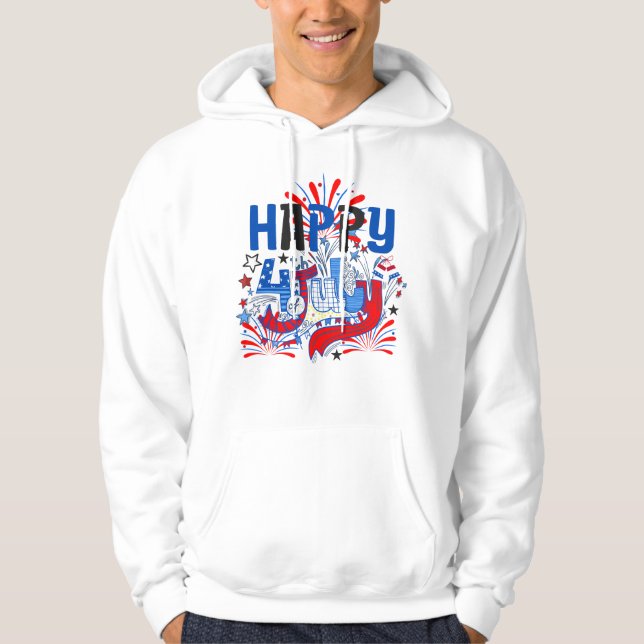 Veste À Capuche Conception de célébration patriotique du 4 juillet (Devant)
