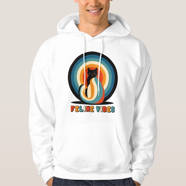 Veste À Capuche Conception de chat rétro Vibes Félin (Devant)