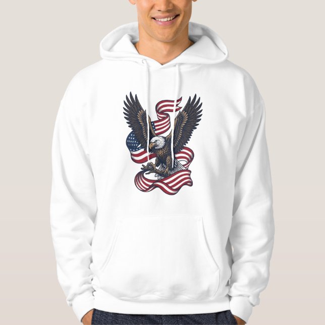 Veste À Capuche Conception de chemise vectorielle aigle patriotiqu (Devant)