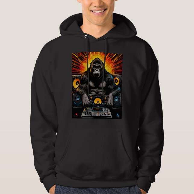 Veste À Capuche Conception de DJ gorille Boombox Art explosif (Devant)