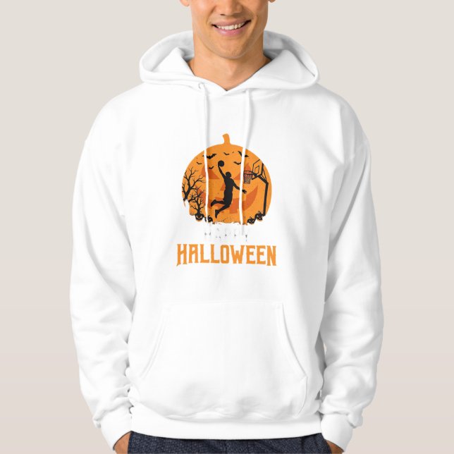 Veste À Capuche Conception de dunk de basket-ball Halloween citrou (Devant)