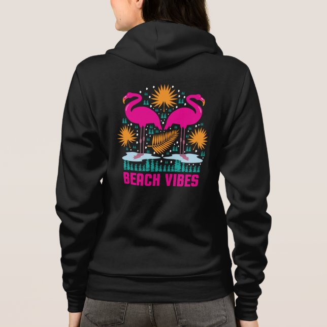 Veste À Capuche Conception de flamants roses de vibes de plage (Dos)