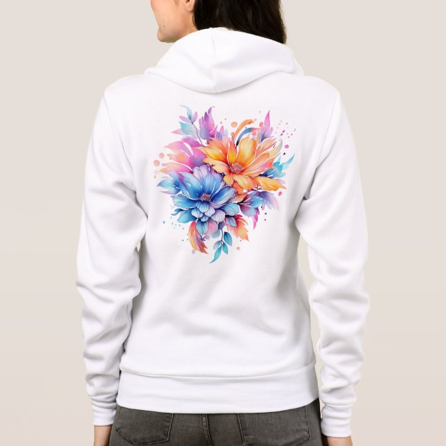 Veste À Capuche Conception de fleurs florales aquarelle-24683 (Dos)