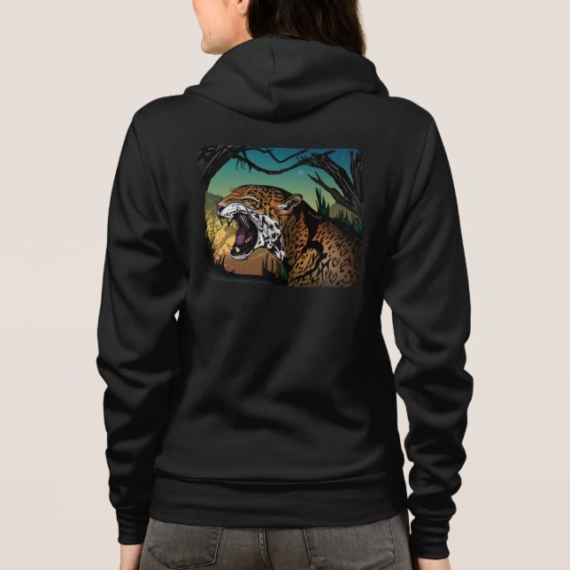 Veste À Capuche Conception de jungle de jaguar grognant – Teal de  (Dos)