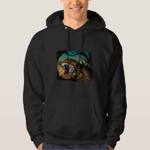 Veste À Capuche Conception de jungle de jaguar grognant – Teal Yel