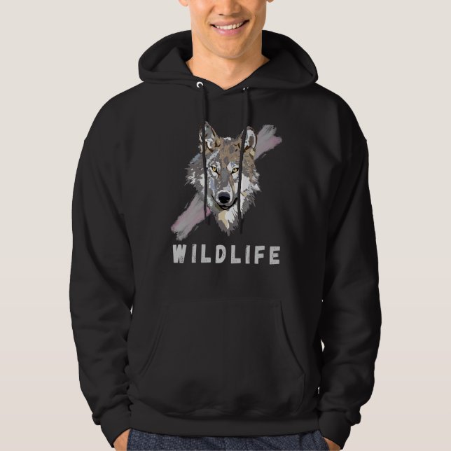 Veste À Capuche Conception de la faune du loup (Devant)