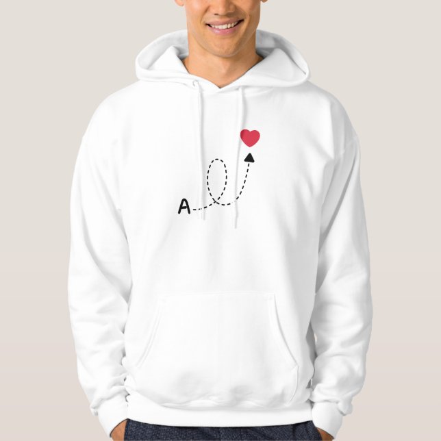 Veste À Capuche Conception de la première lettre d'amour romantiqu (Devant)