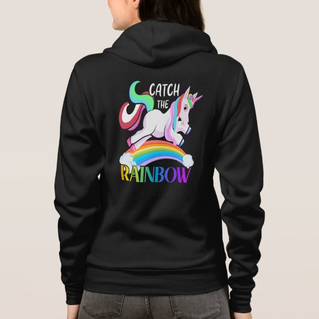Veste À Capuche Conception de licorne arc-en-ciel Catch (Dos)