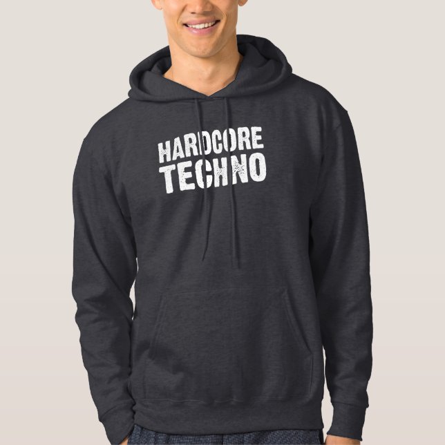 Veste À Capuche conception de logo en détresse Hardcore Techno (Devant)