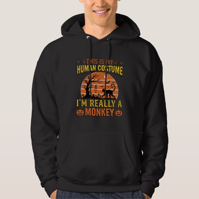 Veste À Capuche Conception de maillot de costume humain singe drôl (Devant)