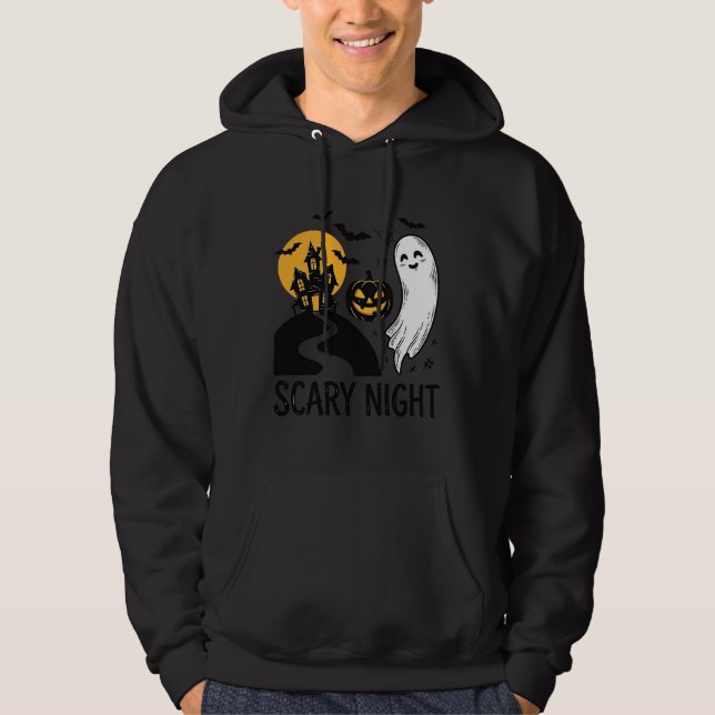 Veste À Capuche Conception de maison hantée Halloween de nuit effr (Devant)