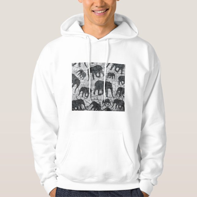 Veste À Capuche Conception de motif d'éléphant en béton (Devant)