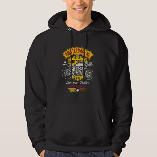 Veste À Capuche Conception de moto rétro Amsterdam Pays-Bas (Devant)